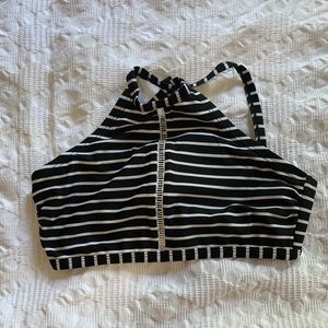 black and white halter bikini top